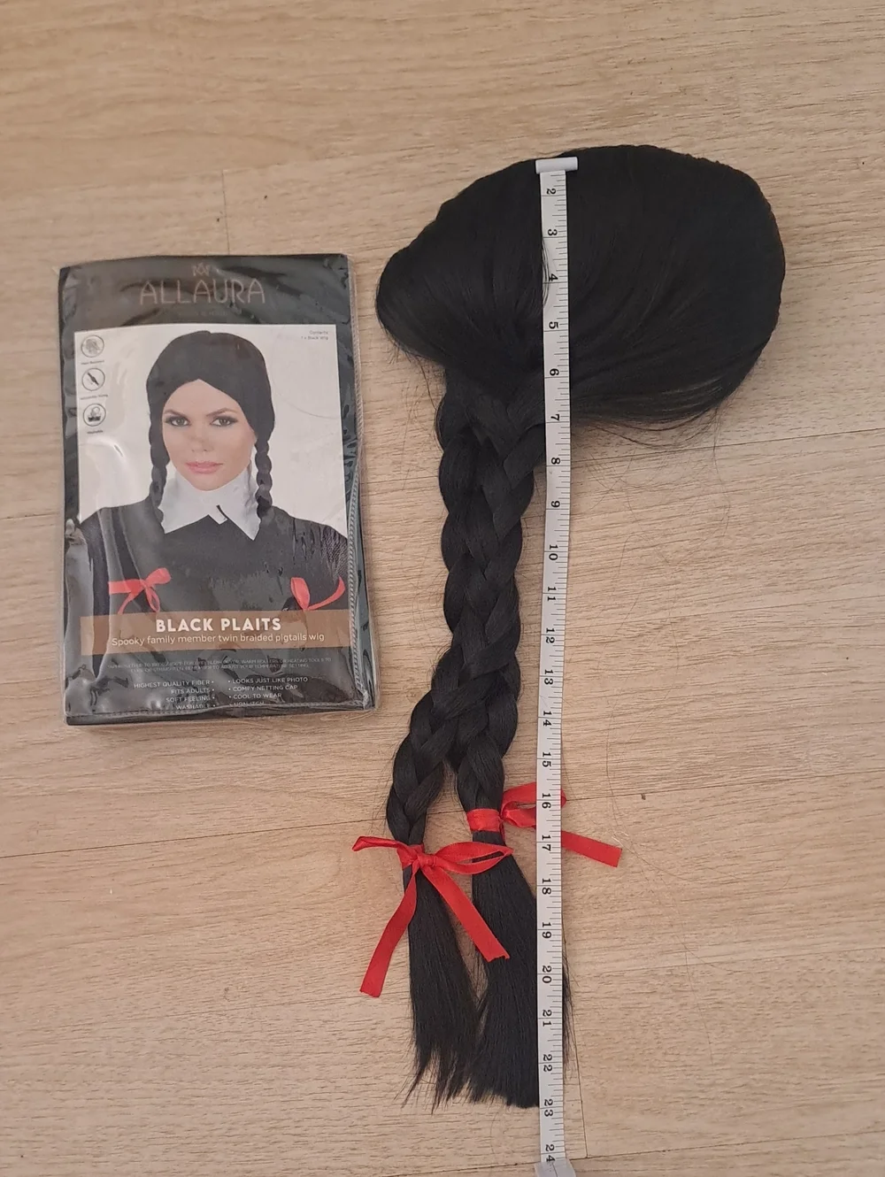 black plaits ribbon bows